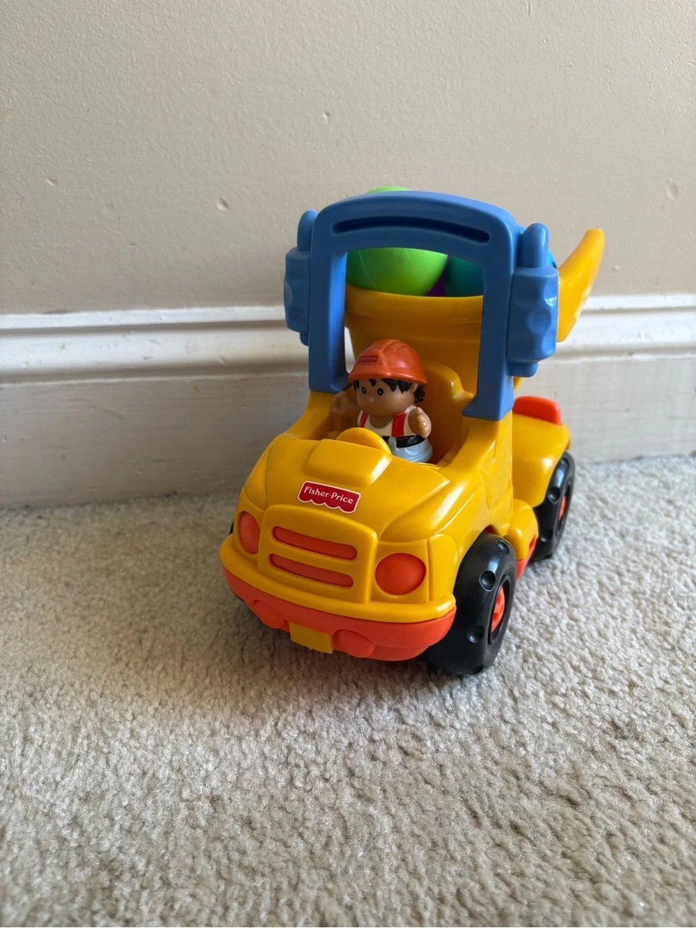 Fisher price little people dump truck with figurine and play balls